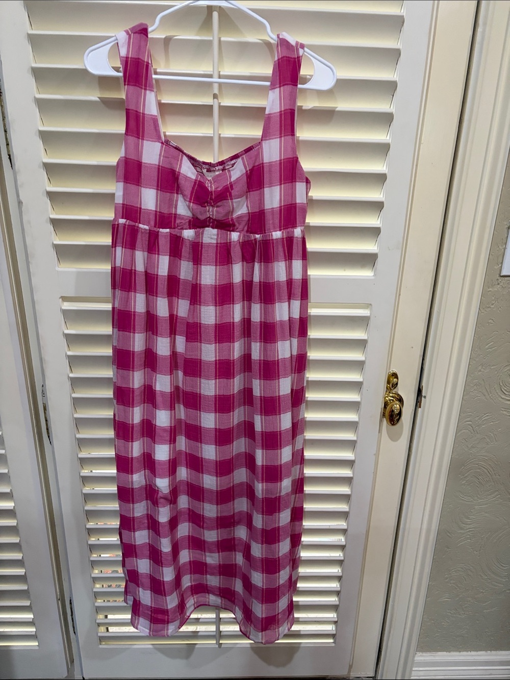 Caslon Pink and White Gingham Straps Sundress. Size medium. NWT